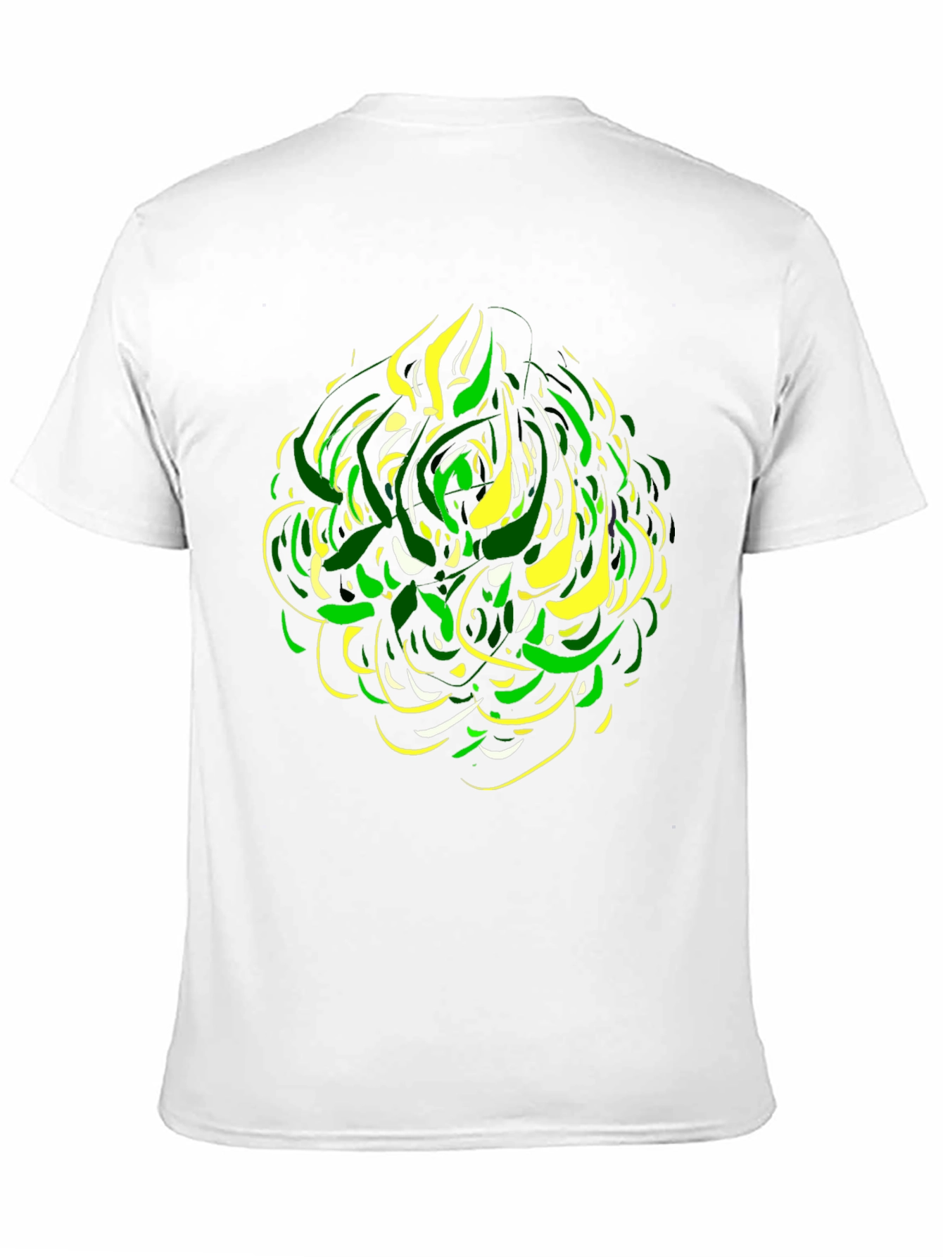Abstract Green & Yellow Graphic Print Black Tee