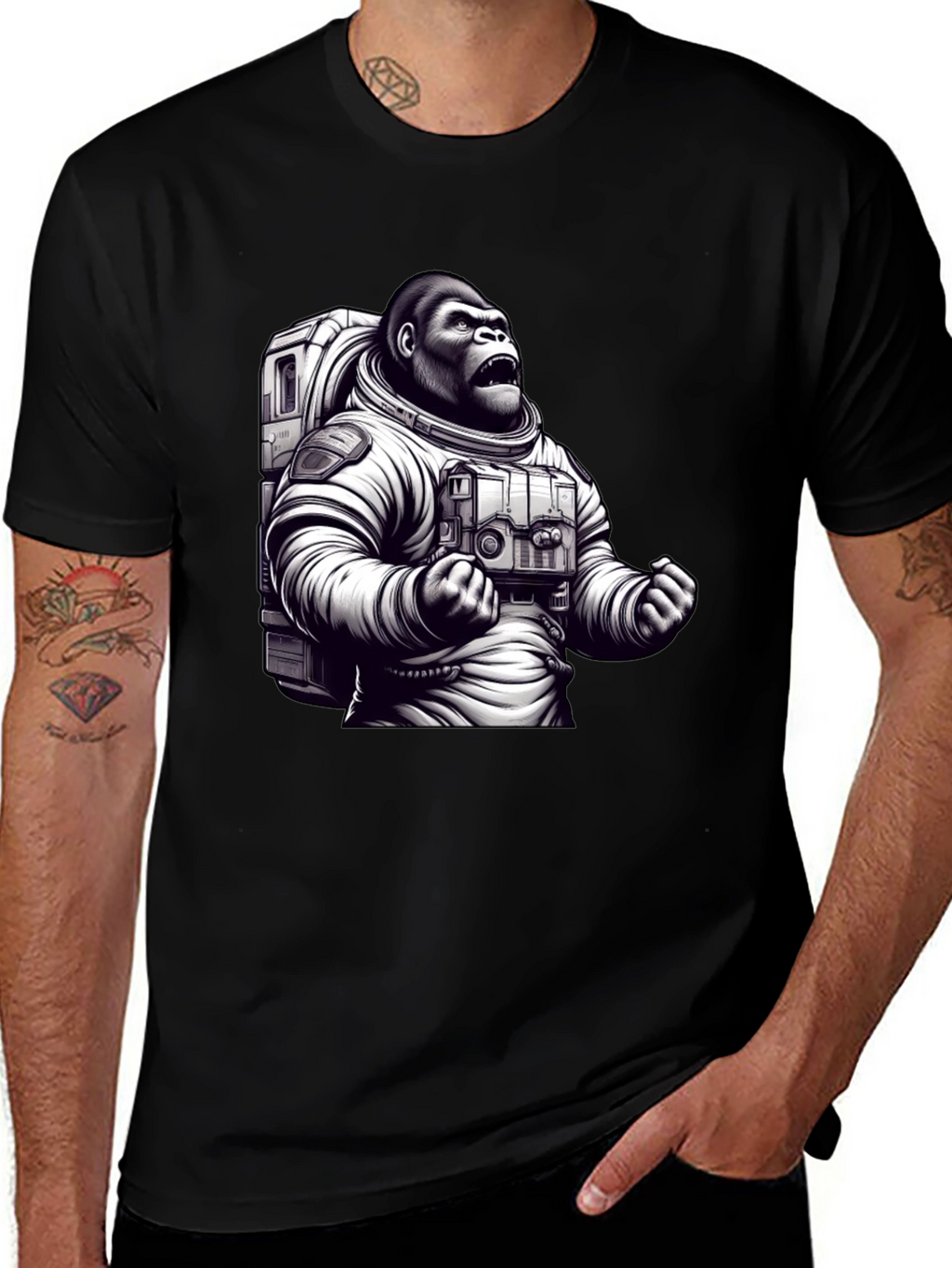 Astronaut Gorilla Graphic T-Shirt