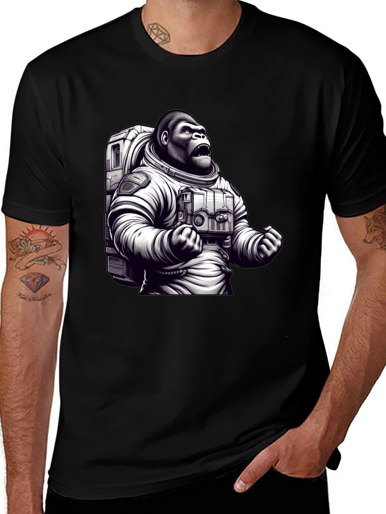 Astronaut Gorilla Graphic T-Shirt