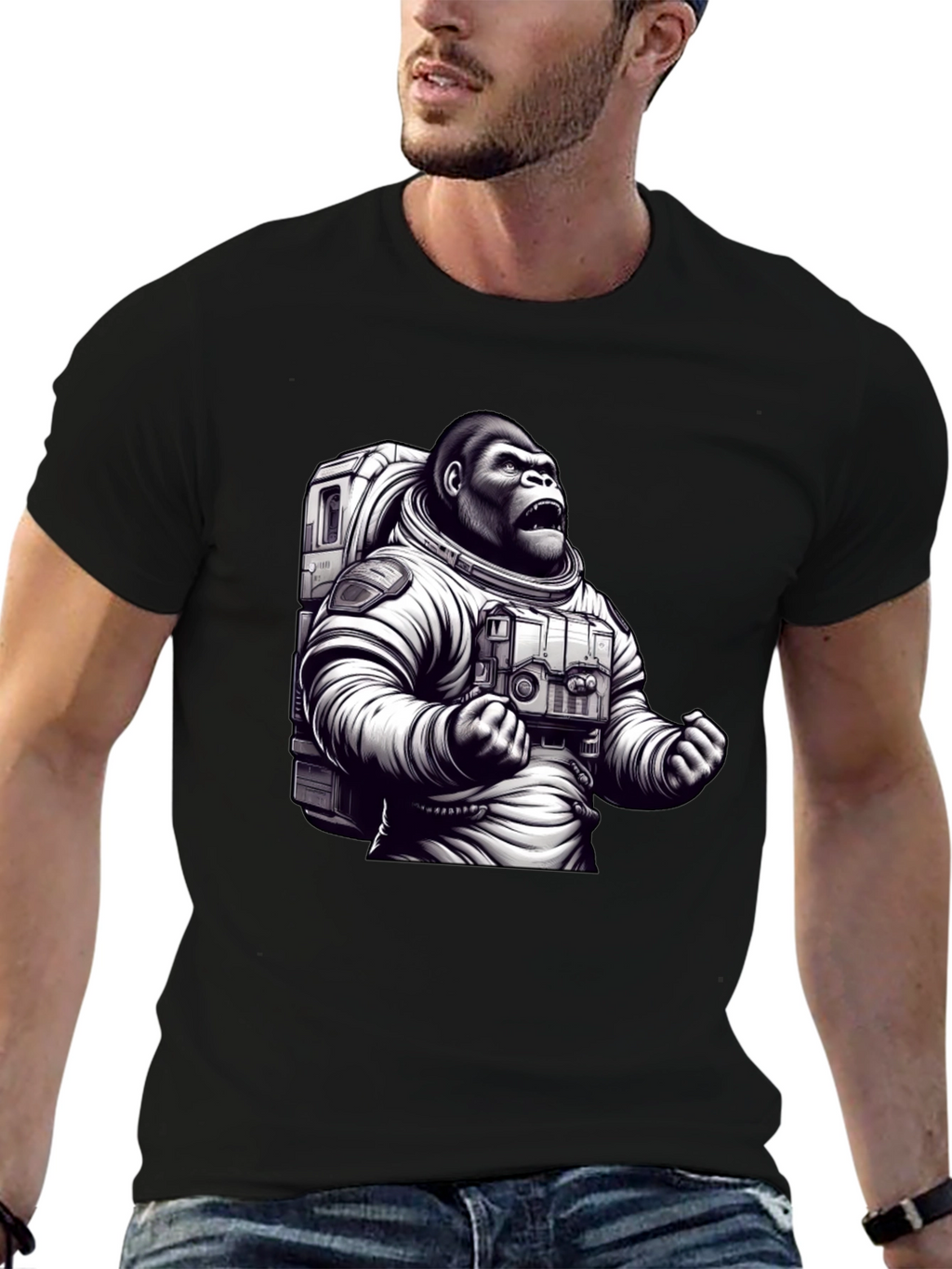Astronaut Gorilla Graphic T-Shirt