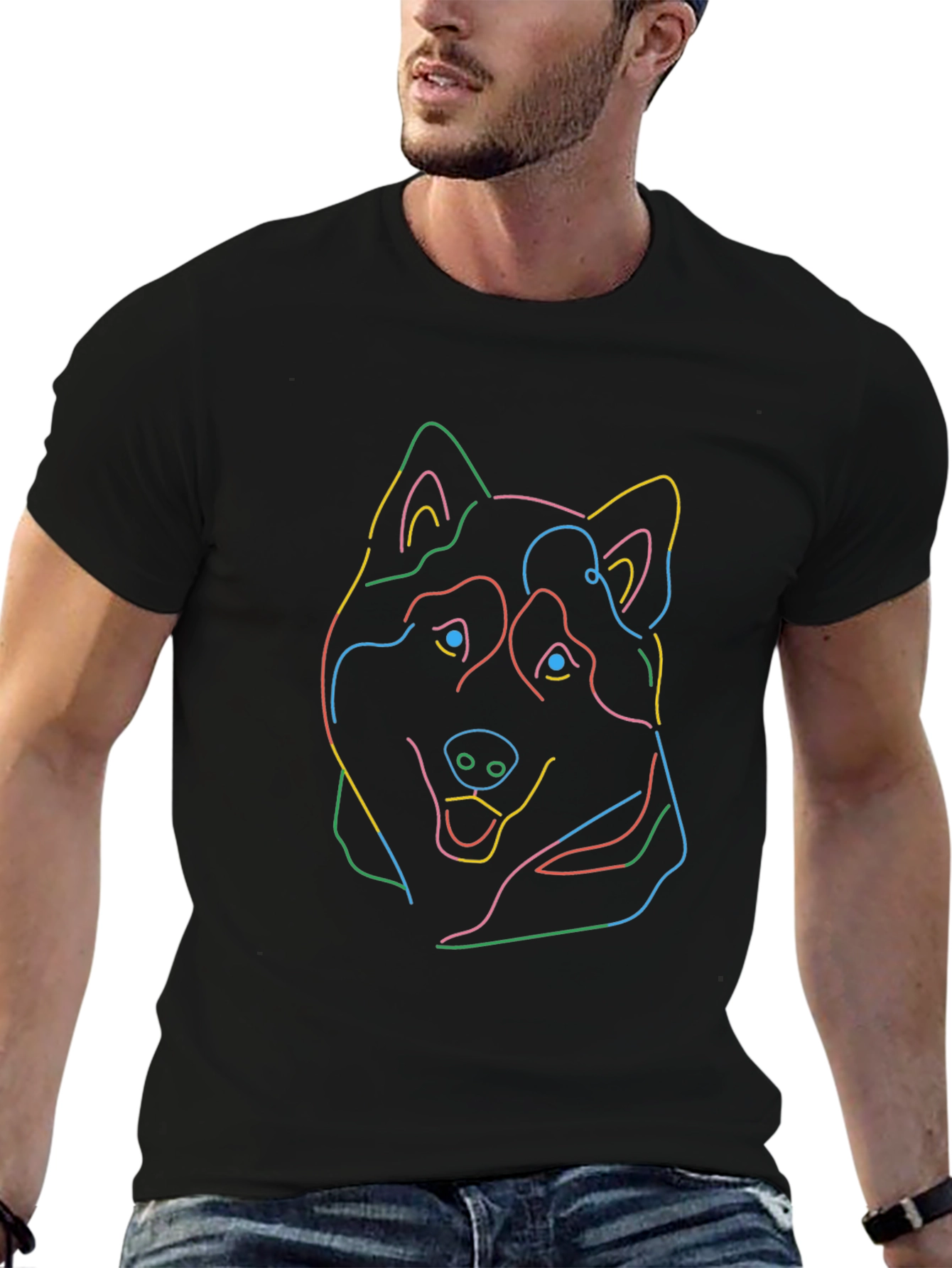 Abstract Dog Outline Black Tee