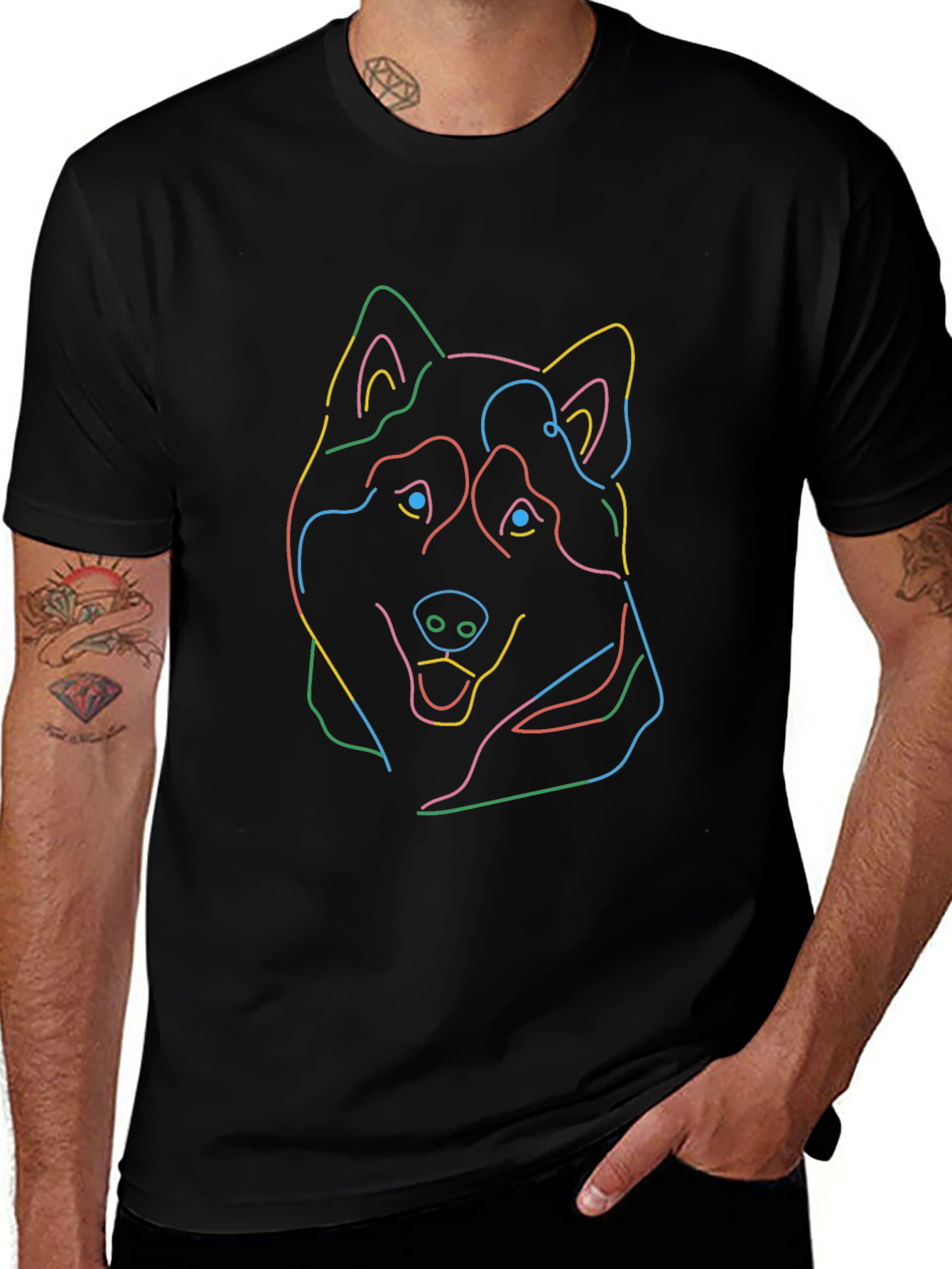 Abstract Dog Outline Black Tee