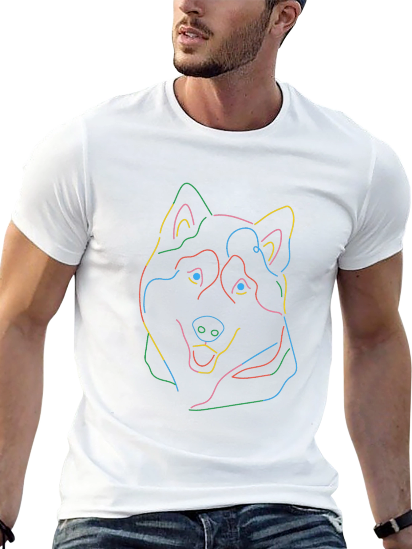 Abstract Dog Outline Black Tee