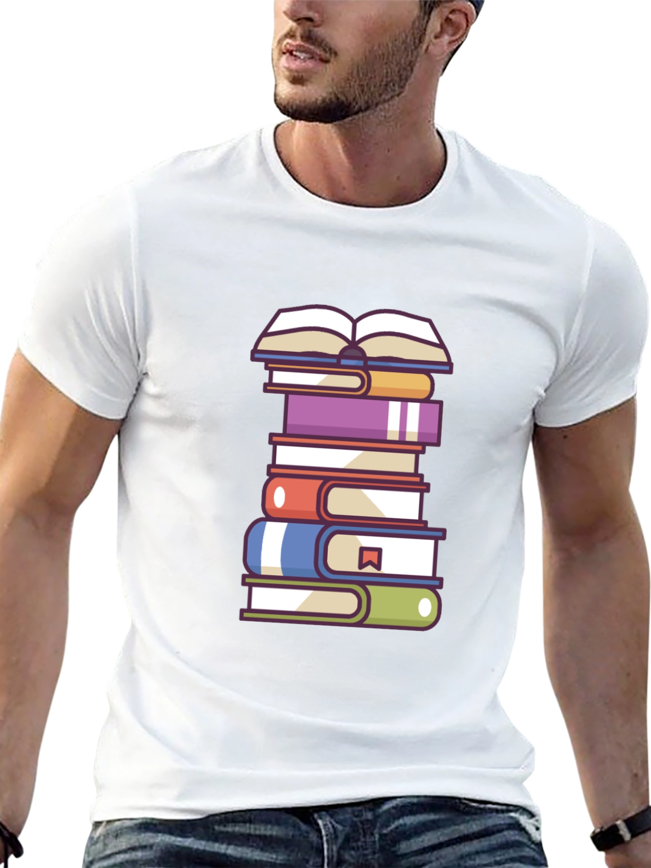 Book Lovers T-Shirt - Stacked Books Design