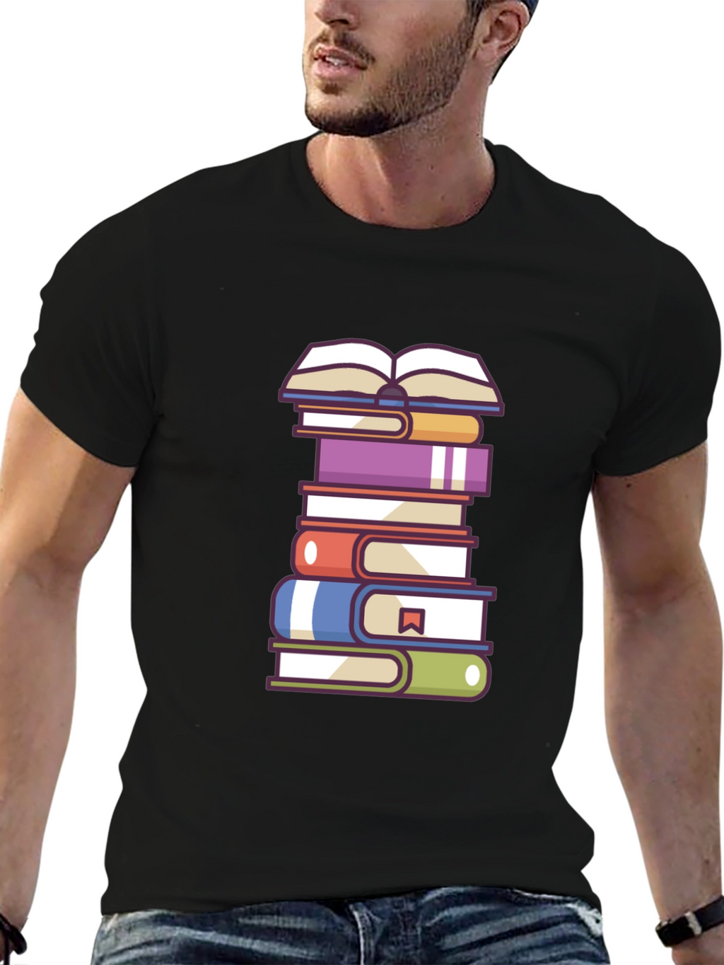 Book Lovers T-Shirt - Stacked Books Design