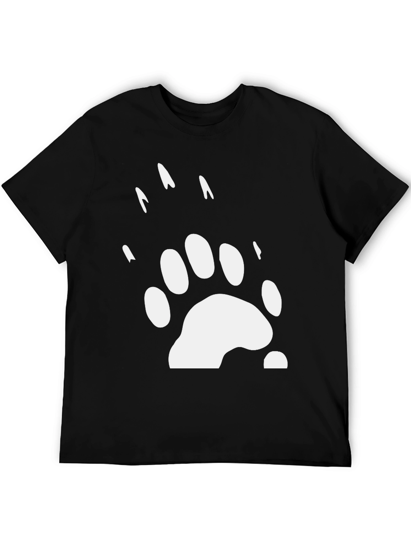 Bear Paw Print Graphic Tee - Black