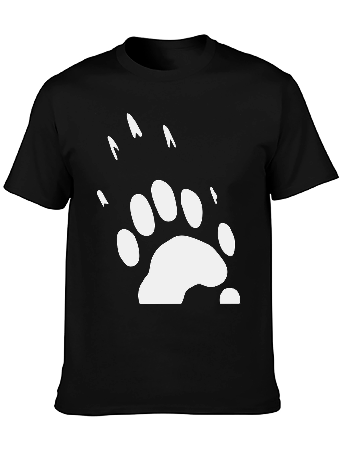 Bear Paw Print Graphic Tee - Black