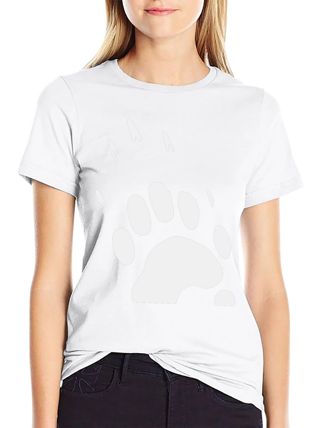 Bear Paw Print Graphic Tee - Black