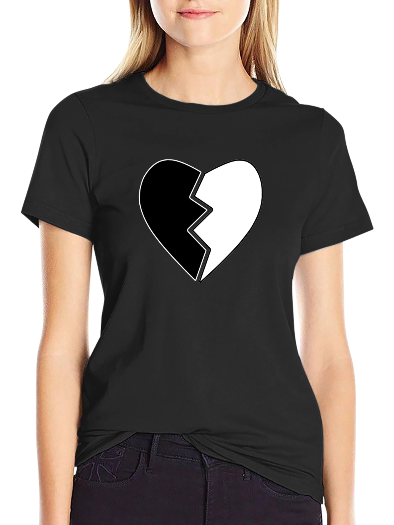 Broken Heart Graphic Tee - Stylish Black T-Shirt