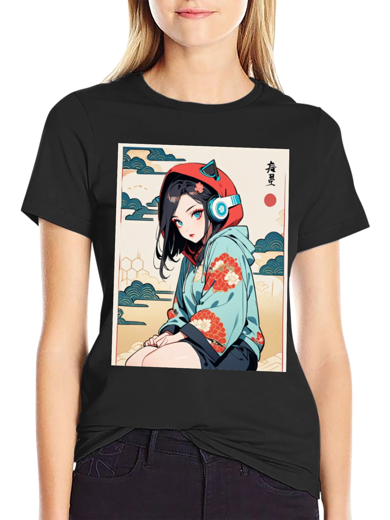 Anime Girl Ukiyo-e Style Graphic Tee