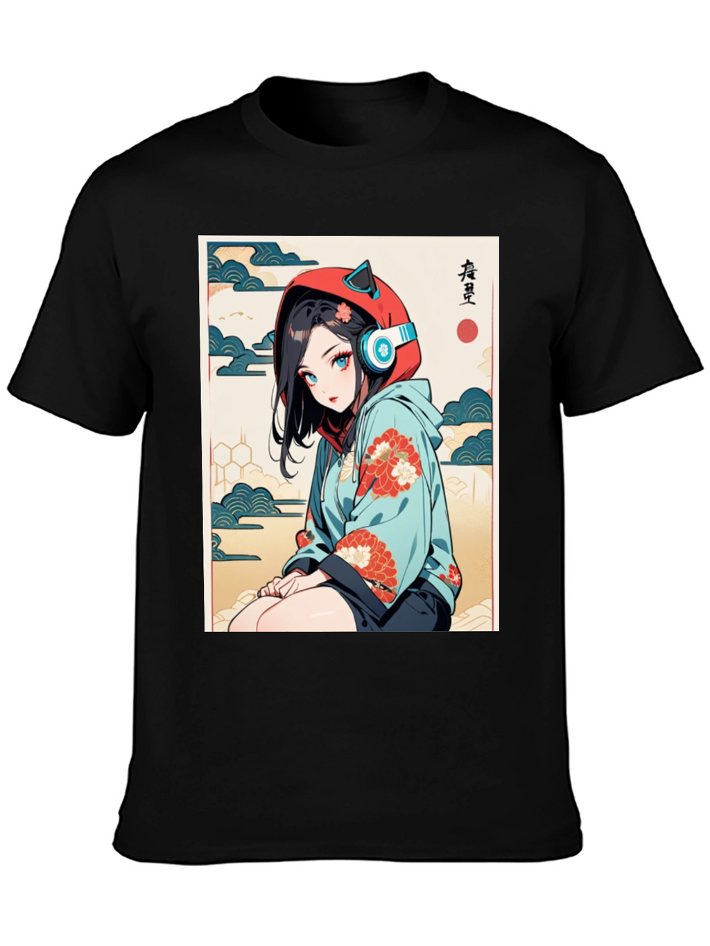 Anime Girl Ukiyo-e Style Graphic Tee