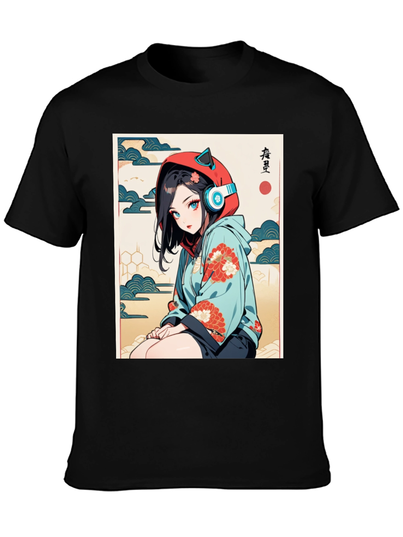Anime Girl Ukiyo-e Style Graphic Tee