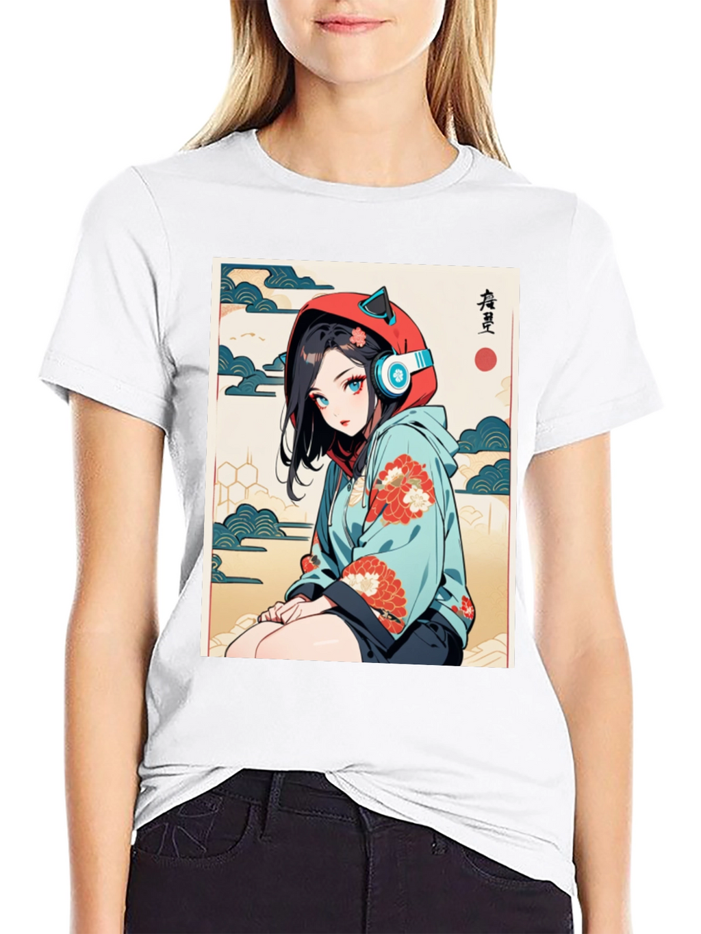 Anime Girl Ukiyo-e Style Graphic Tee