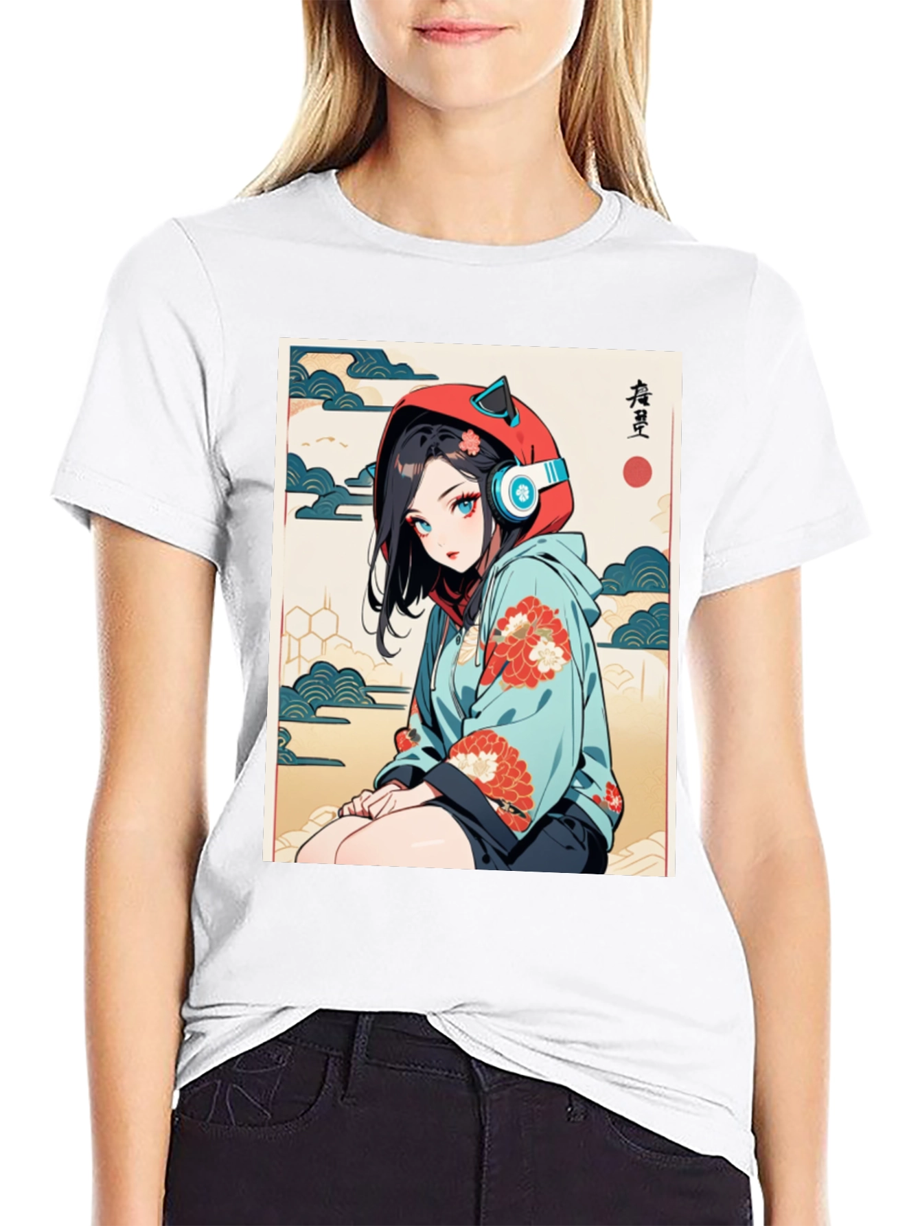 Anime Girl Ukiyo-e Style Graphic Tee