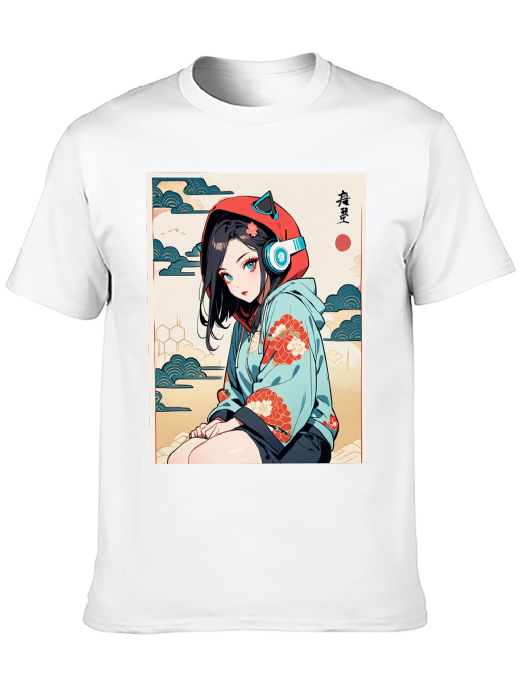 Anime Girl Ukiyo-e Style Graphic Tee