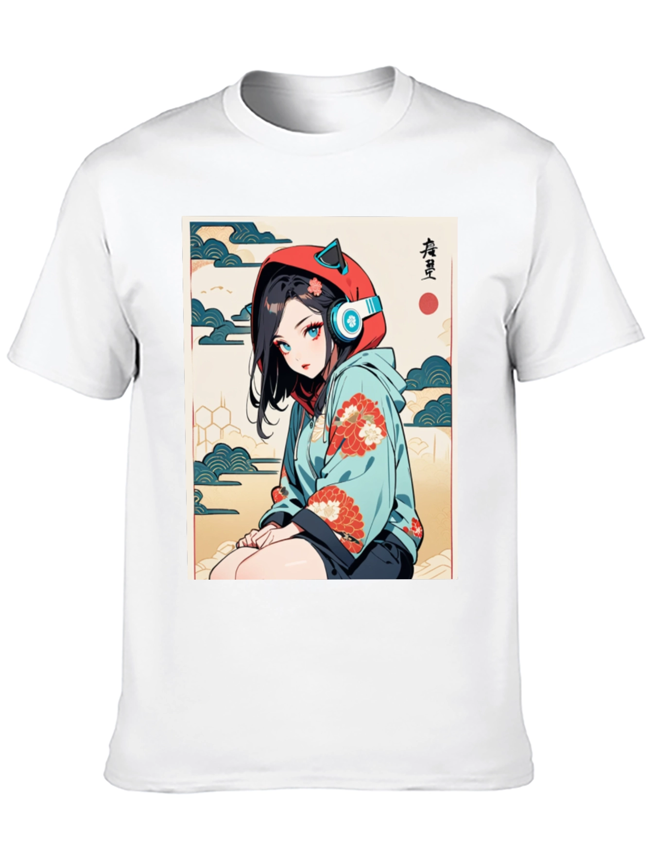 Anime Girl Ukiyo-e Style Graphic Tee