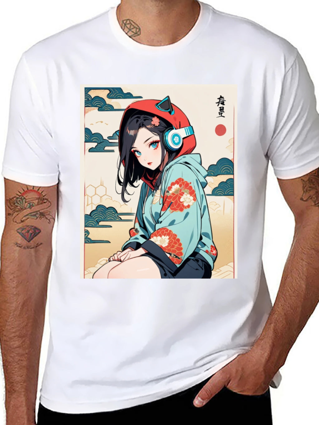 Anime Girl Ukiyo-e Style Graphic Tee