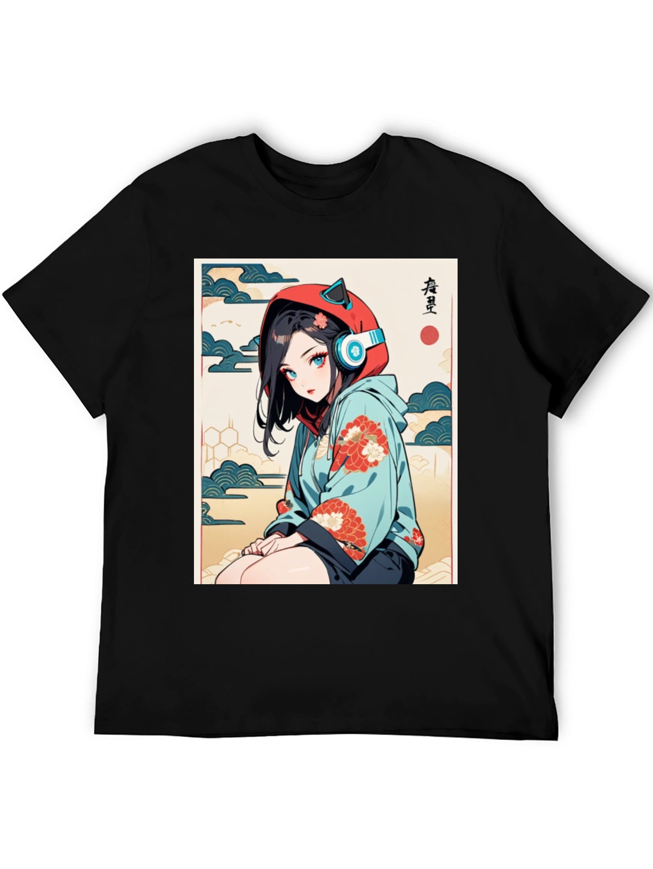 Anime Girl Ukiyo-e Style Graphic Tee