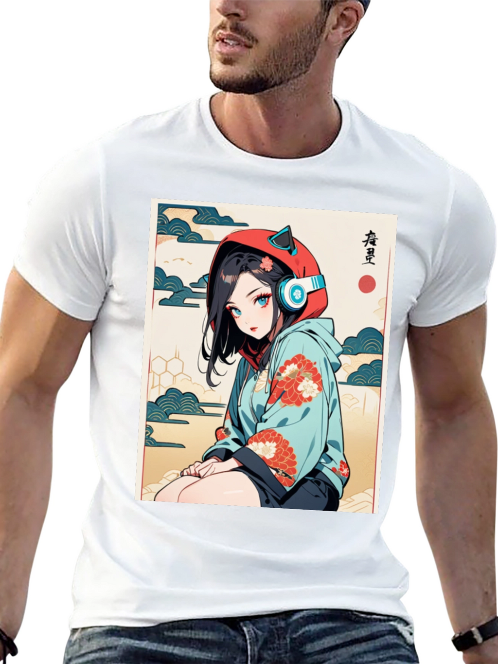 Anime Girl Ukiyo-e Style Graphic Tee