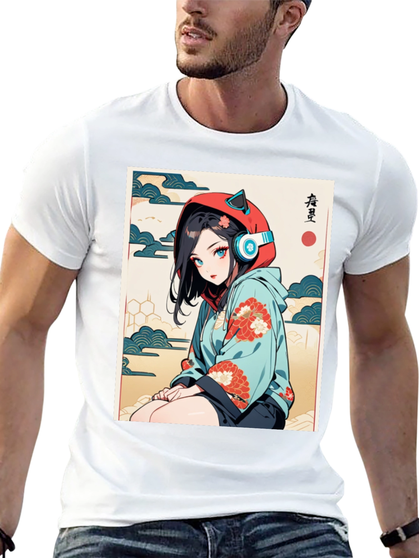Anime Girl Ukiyo-e Style Graphic Tee