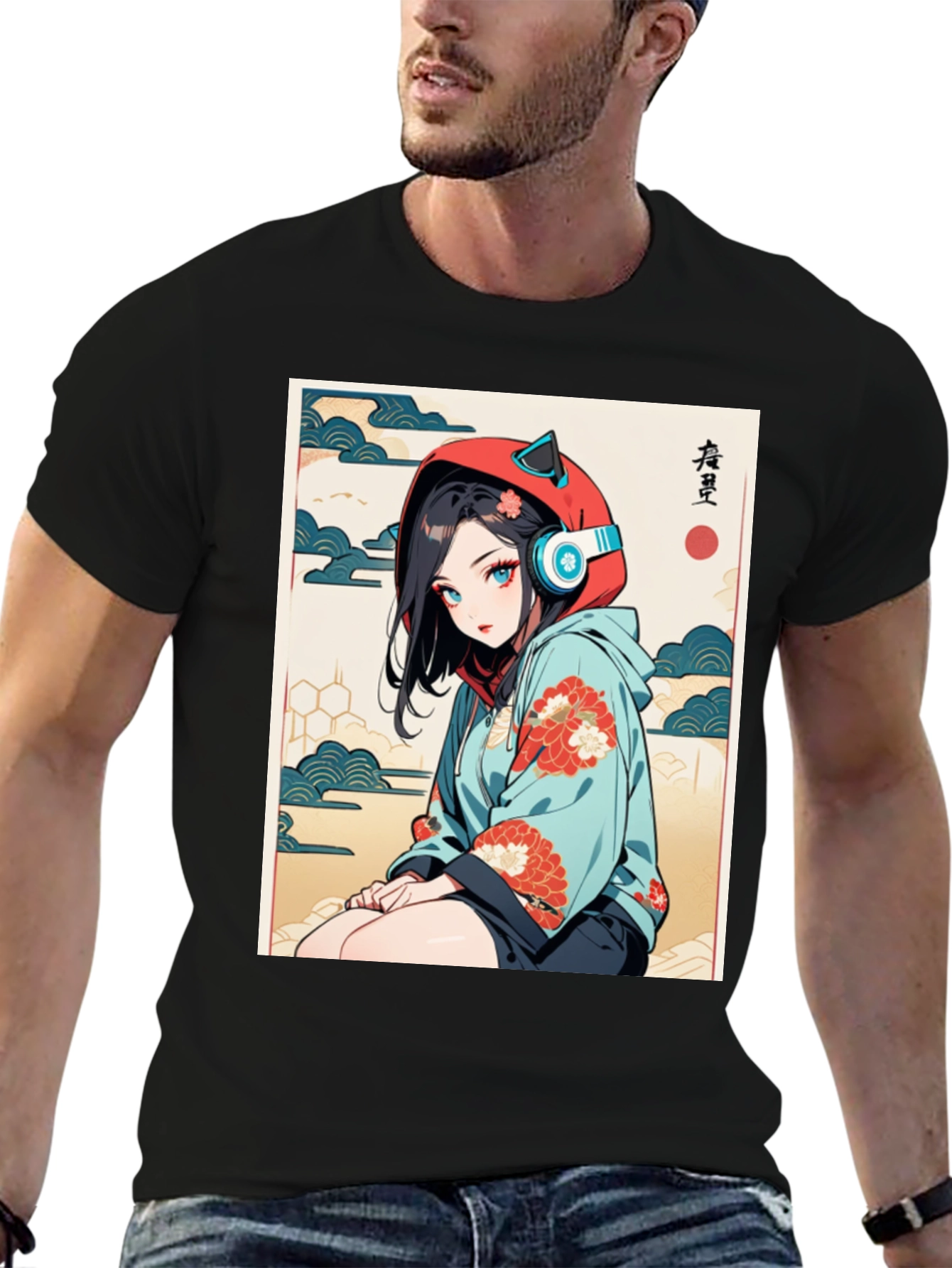 Anime Girl Ukiyo-e Style Graphic Tee