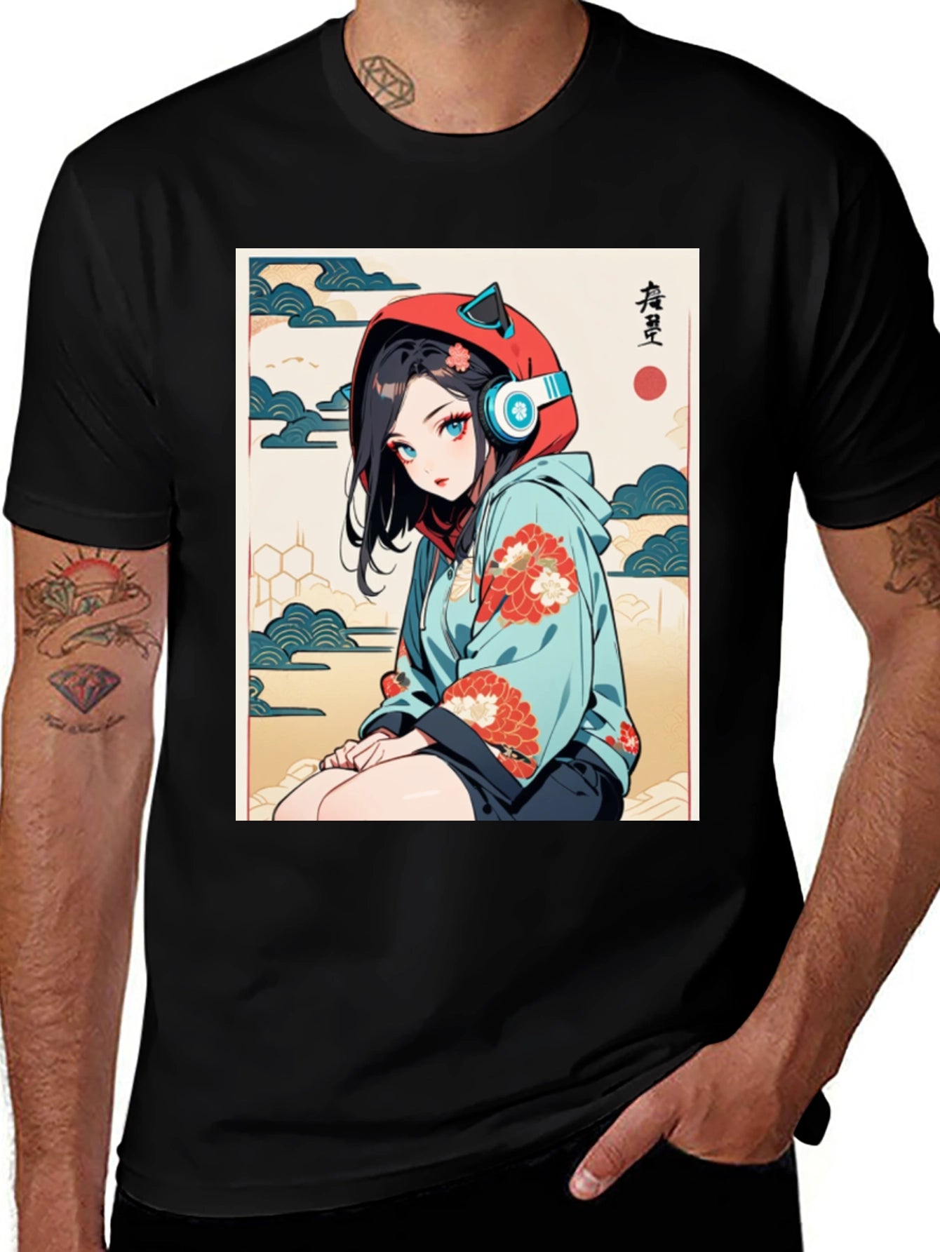 Anime Girl Ukiyo-e Style Graphic Tee
