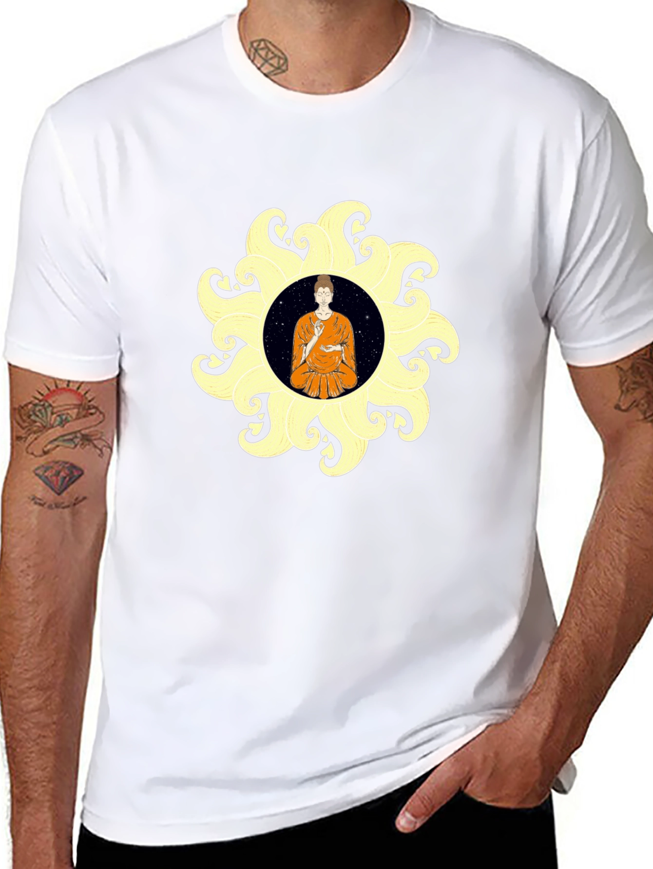 Buddha Mandala Black T-Shirt Spiritual Graphic Tee