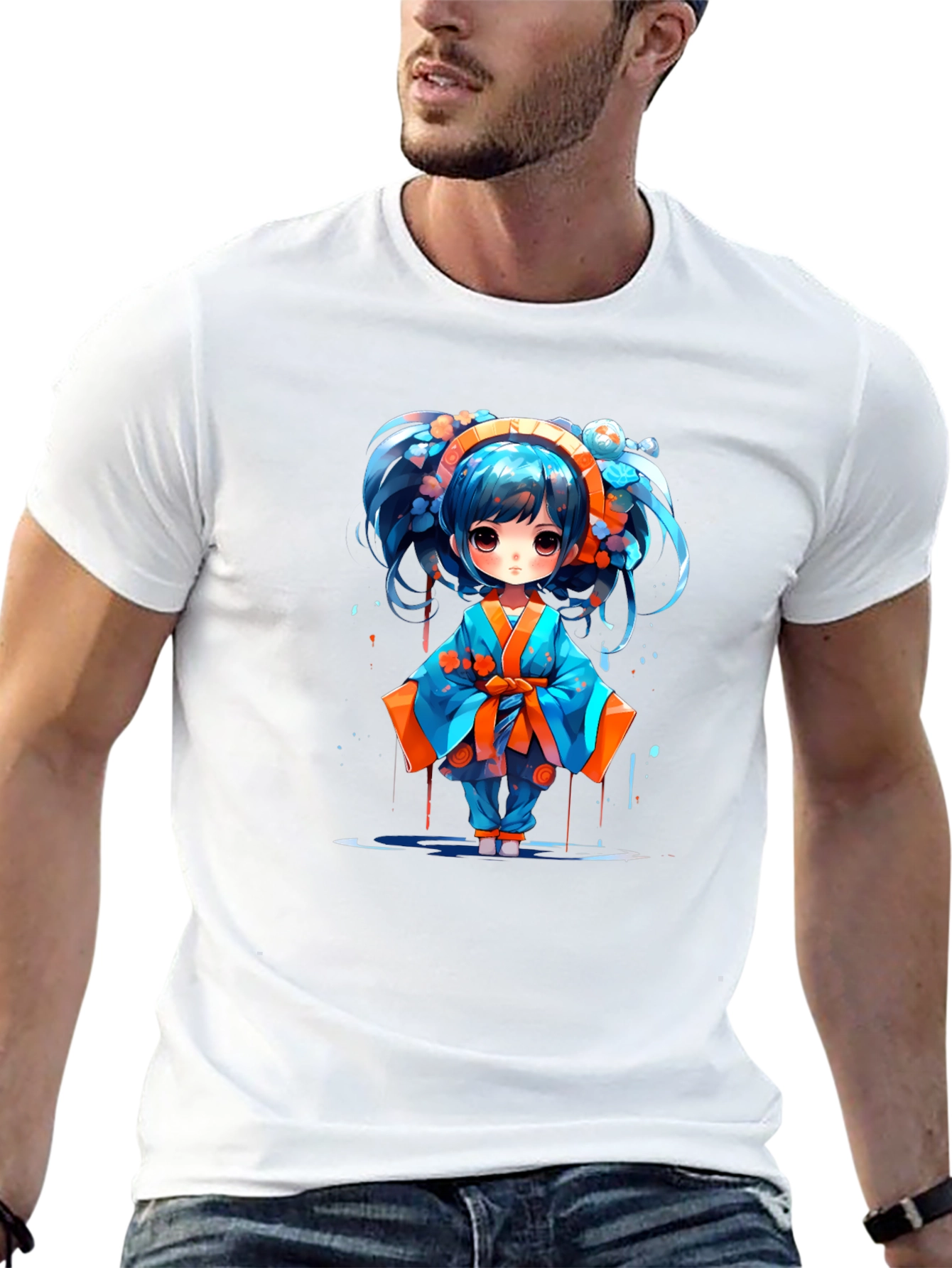 Anime Girl Graphic T-Shirt - Black Cotton Tee