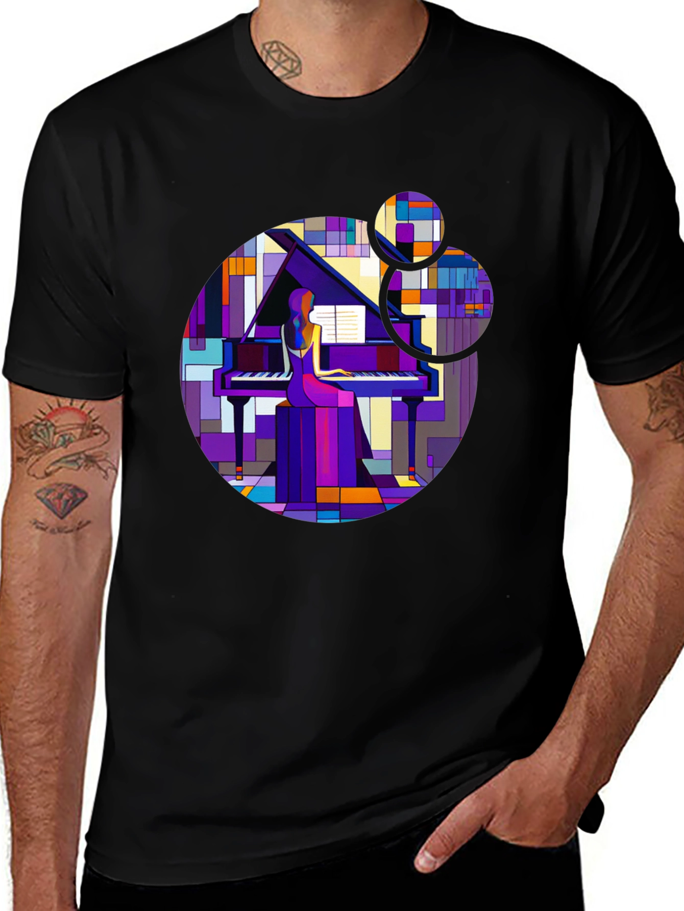 Abstract Piano Player T-Shirt - Modern Art Tee