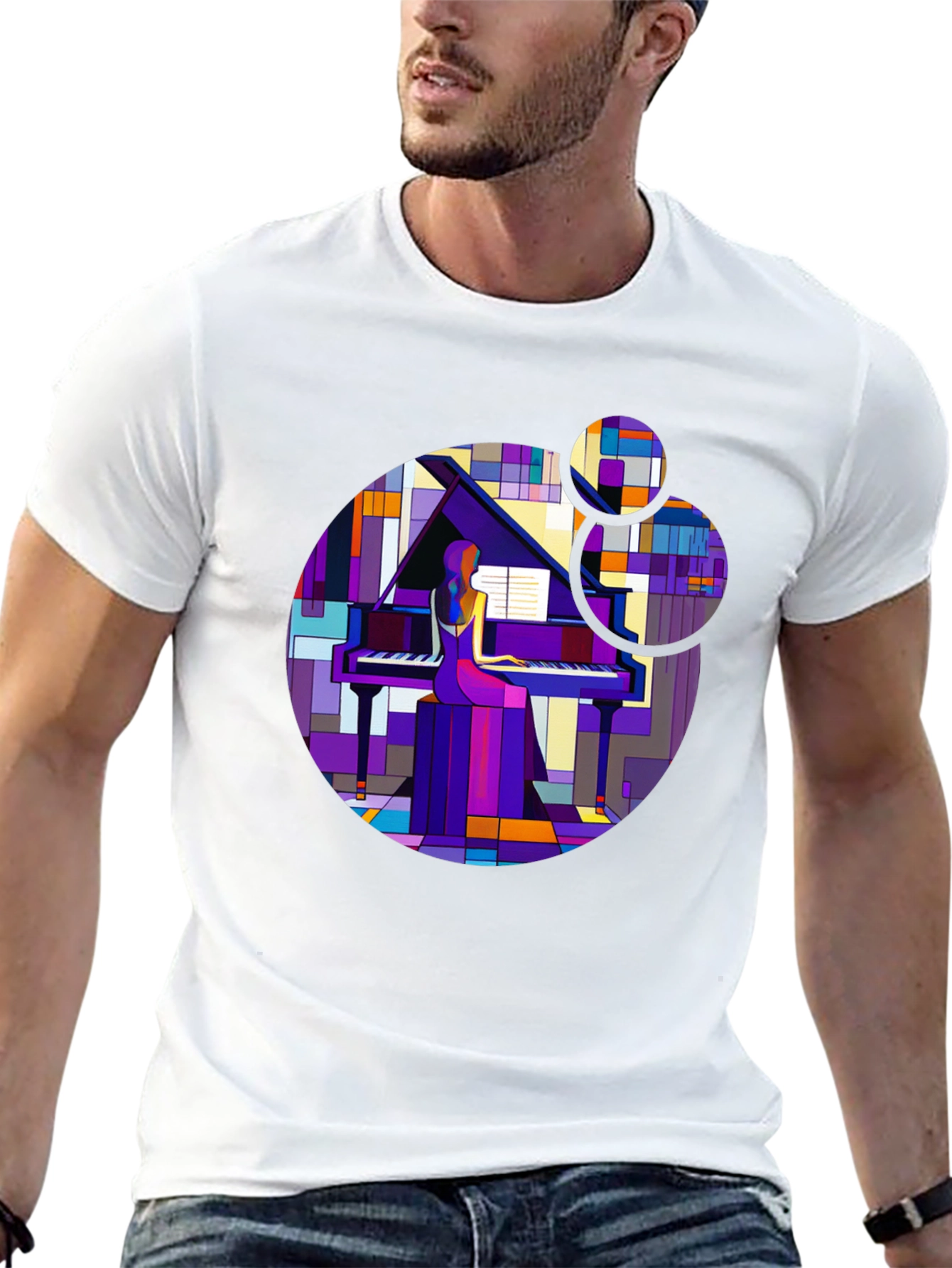 Abstract Piano Player T-Shirt - Modern Art Tee