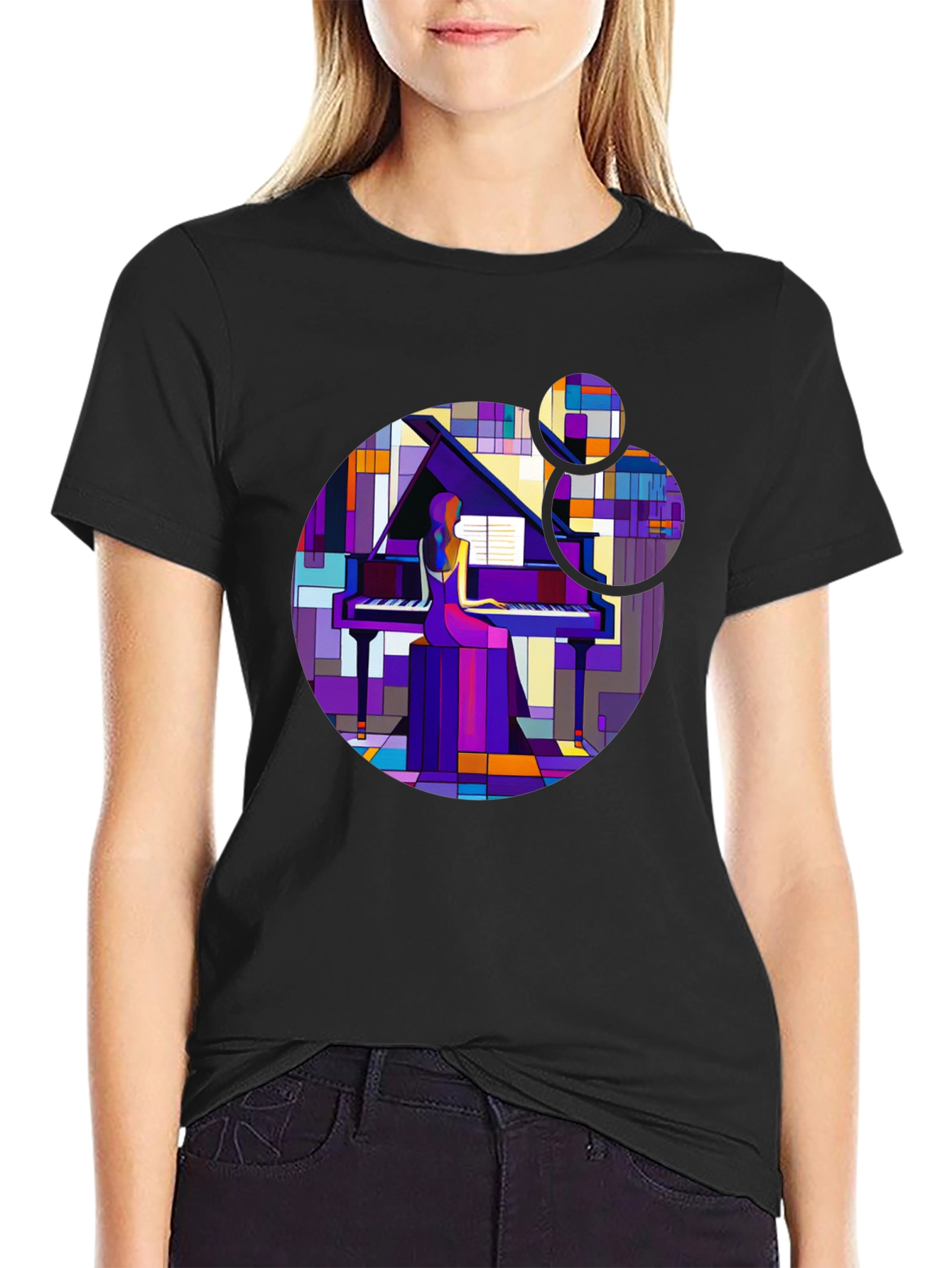 Abstract Piano Player T-Shirt - Modern Art Tee