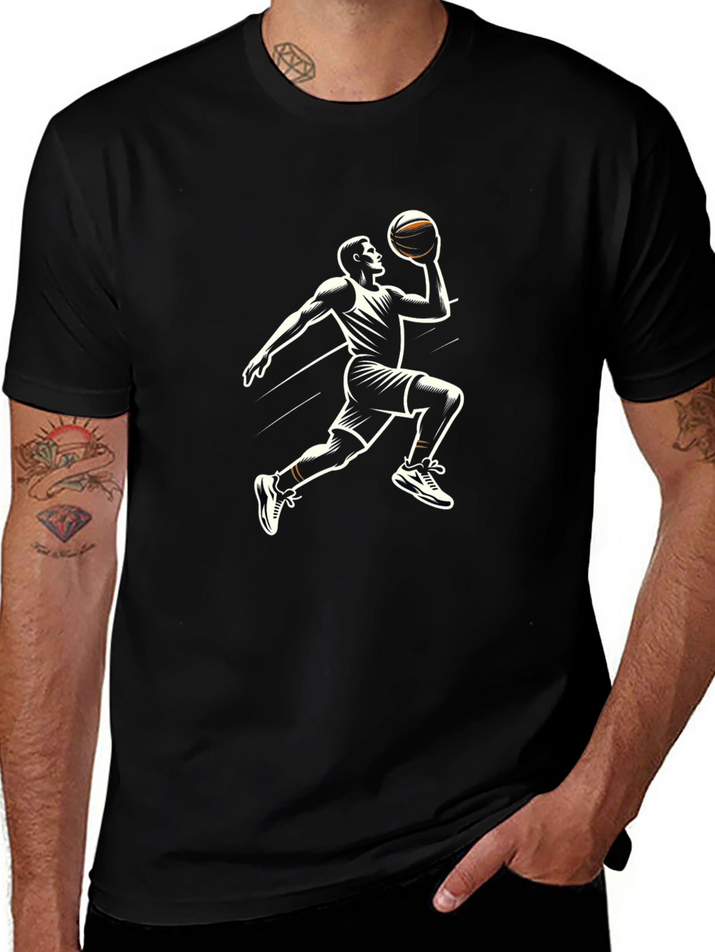 Basketball Player Graphic Tee - Black
