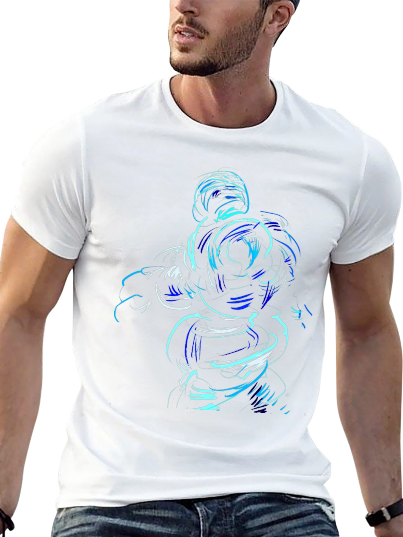 Abstract Blue Graphic Tee