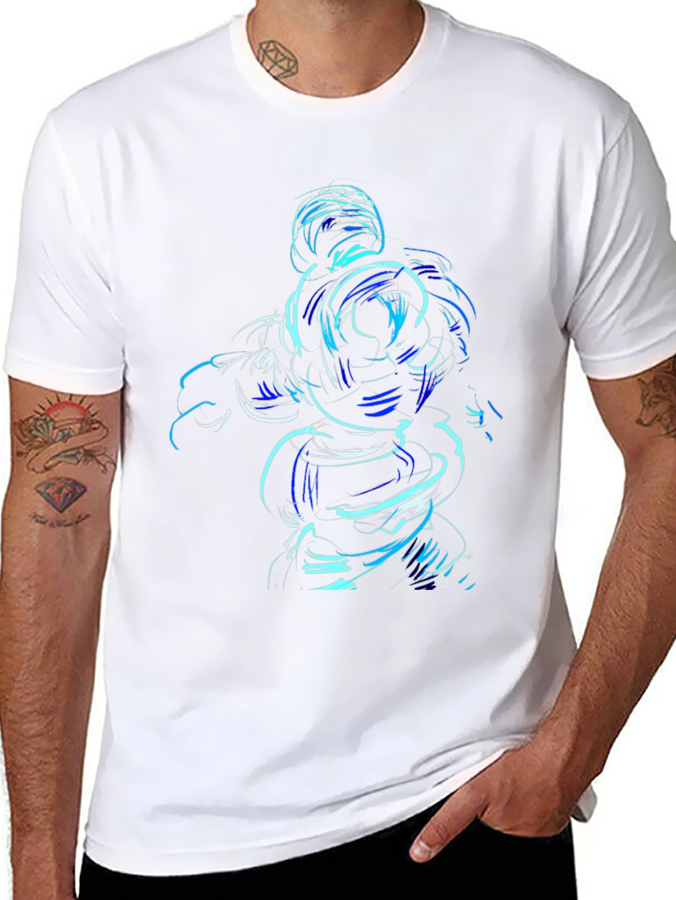 Abstract Blue Graphic Tee