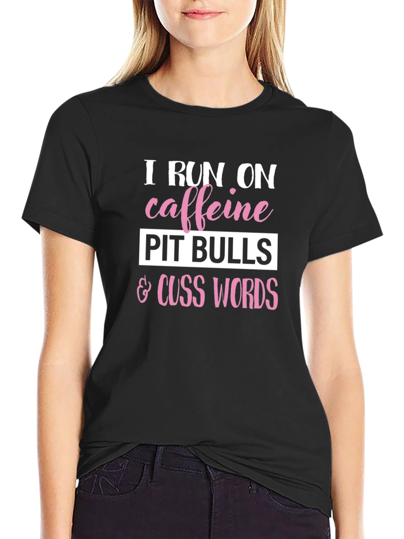 Caffeine Pitbulls Cuss Words Graphic Tee