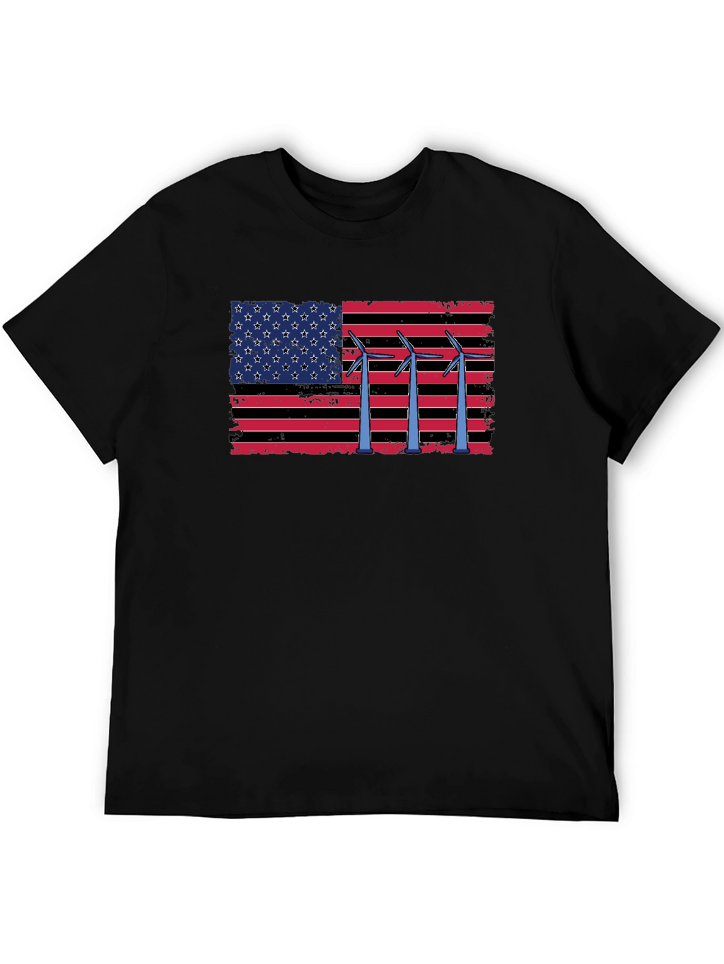 American Flag Wind Turbine T-Shirt