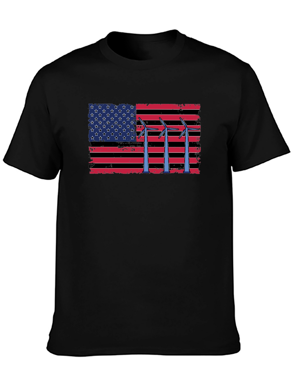 American Flag Wind Turbine T-Shirt