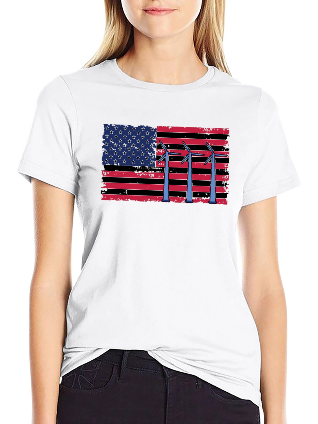 American Flag Wind Turbine T-Shirt