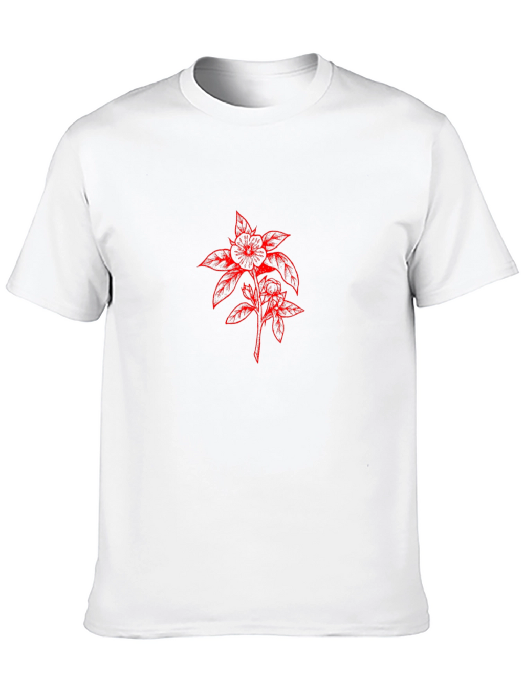 Black T-Shirt with Red Floral Design