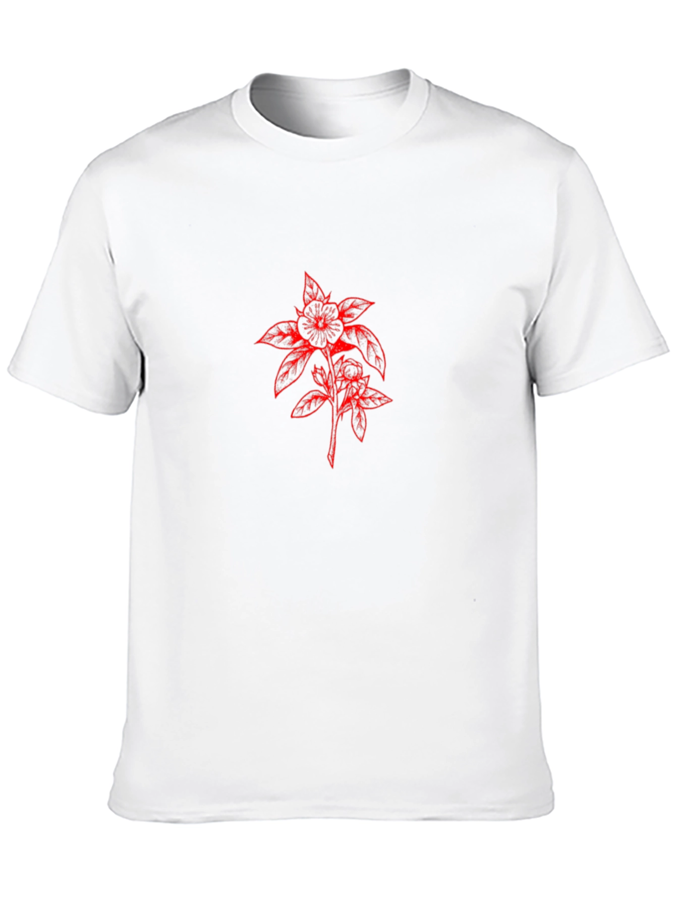 Black T-Shirt with Red Floral Design