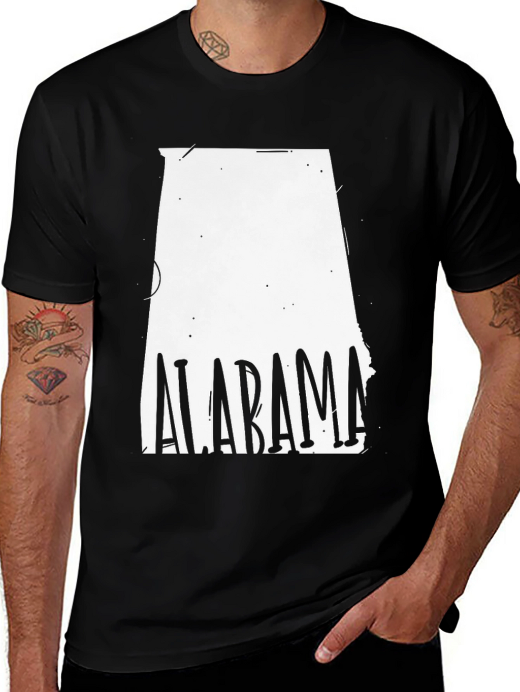 Alabama State Outline T-Shirt - Black