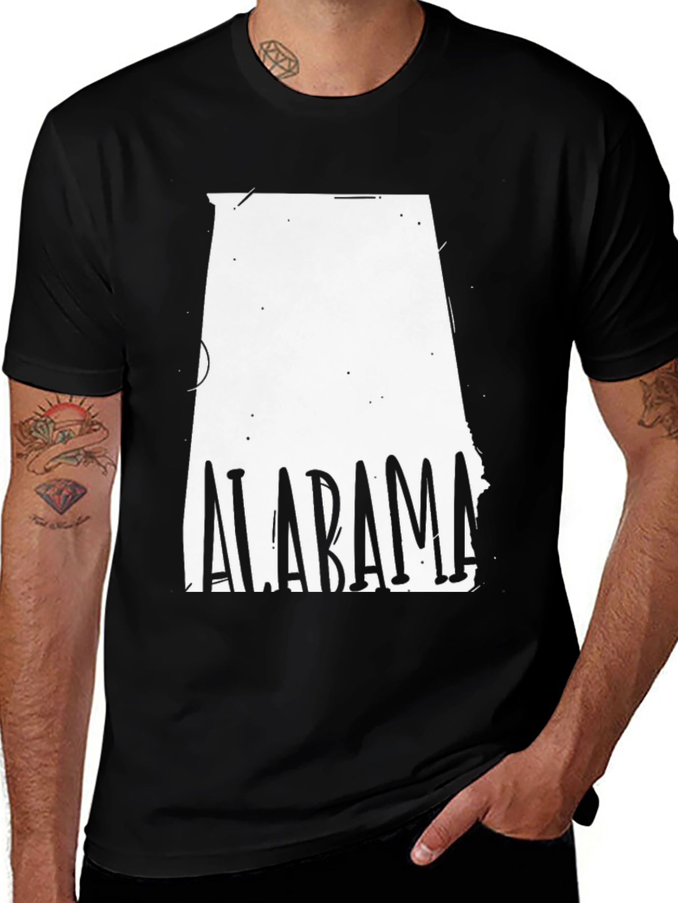 Alabama State Outline T-Shirt - Black
