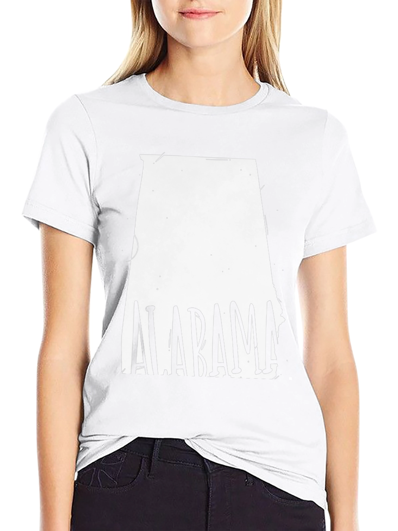 Alabama State Outline T-Shirt - Black