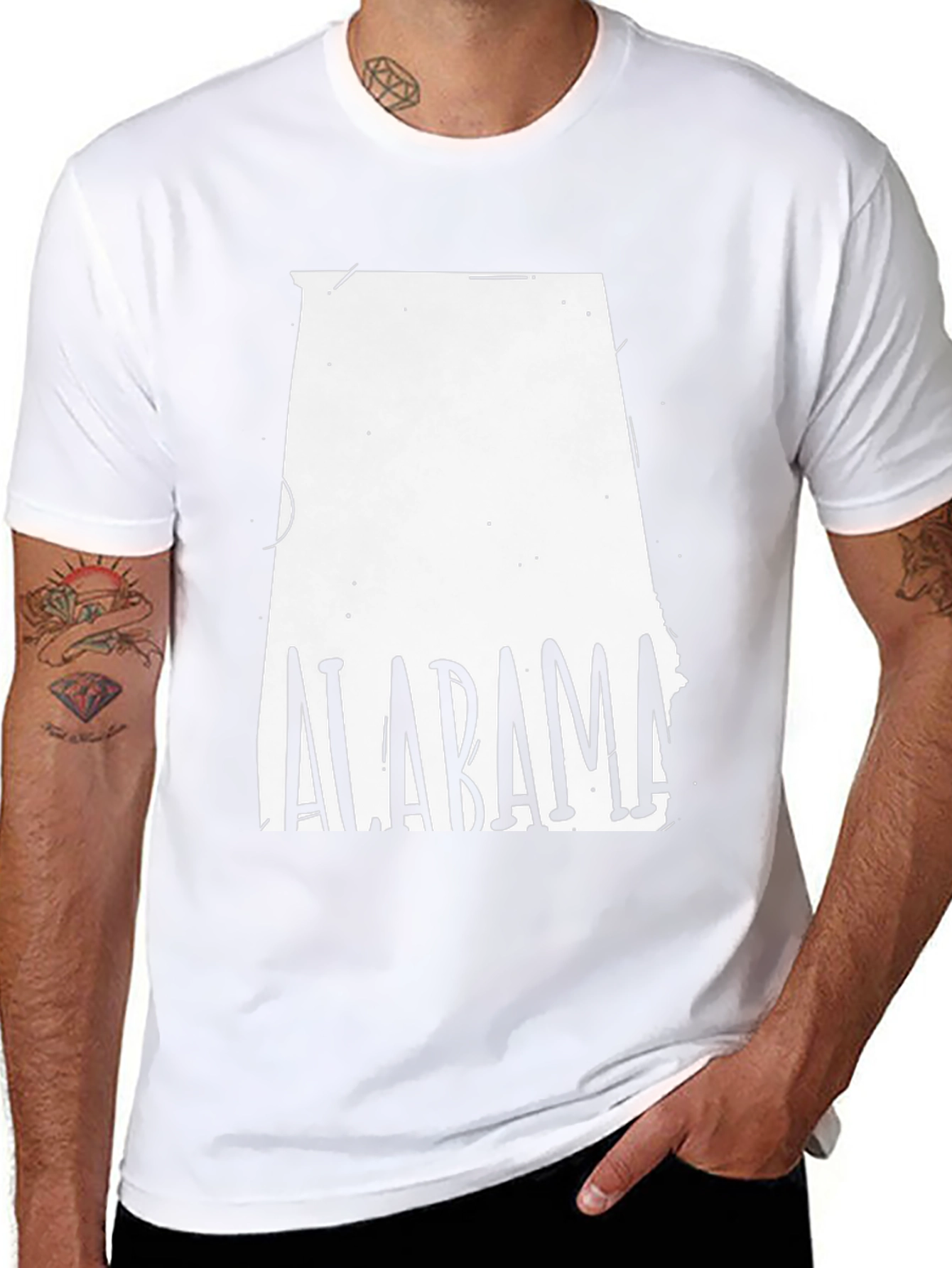 Alabama State Outline T-Shirt - Black