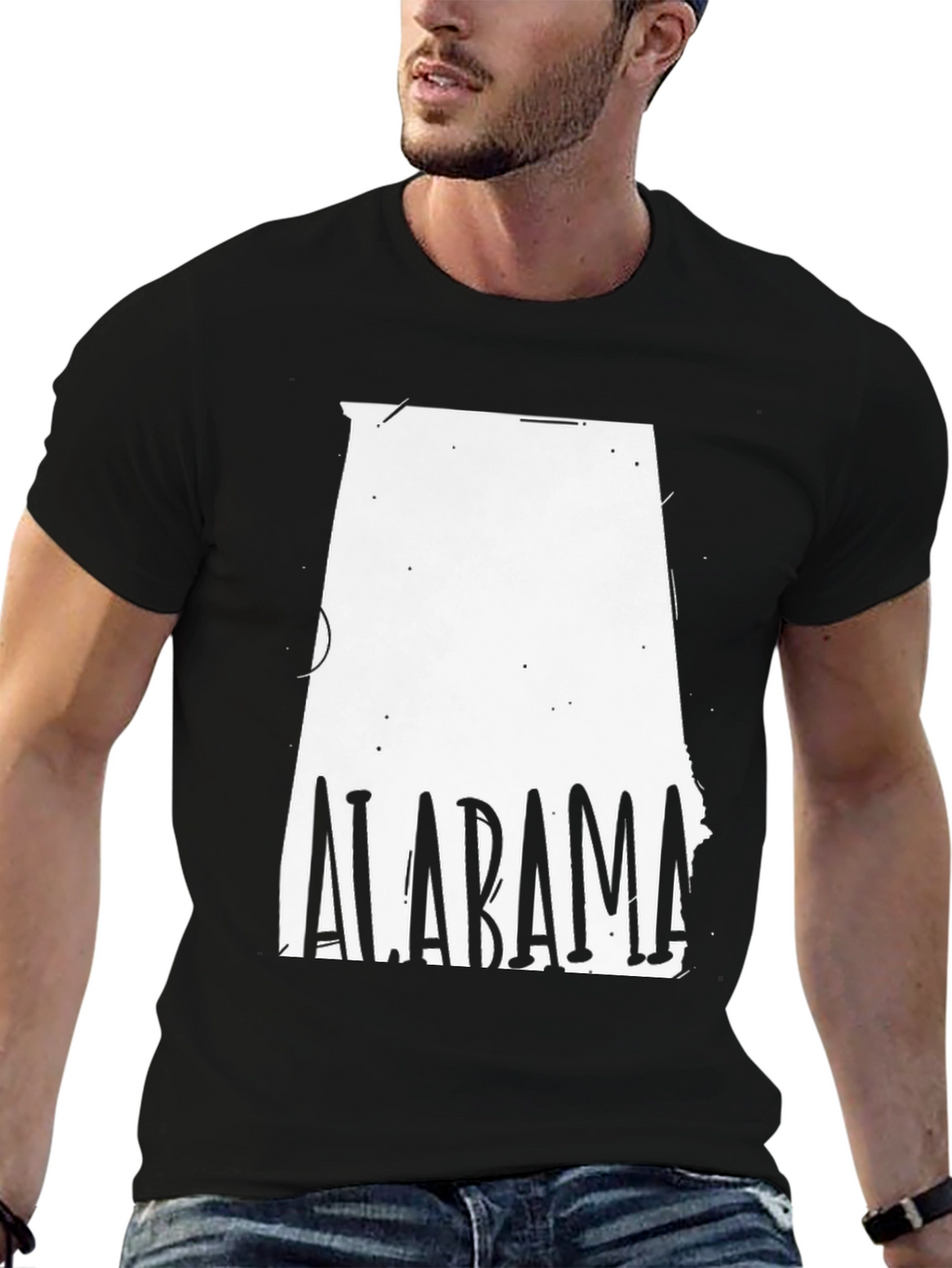 Alabama State Outline T-Shirt - Black