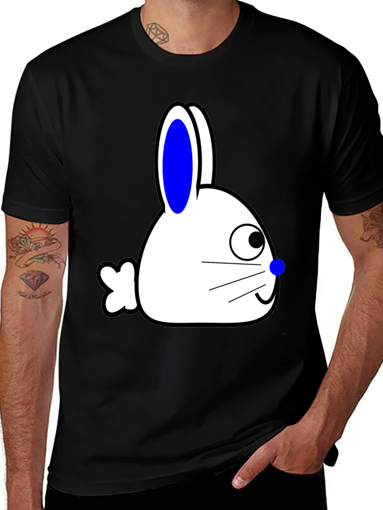 Bunny Graphic Tee - Black Cotton Blend