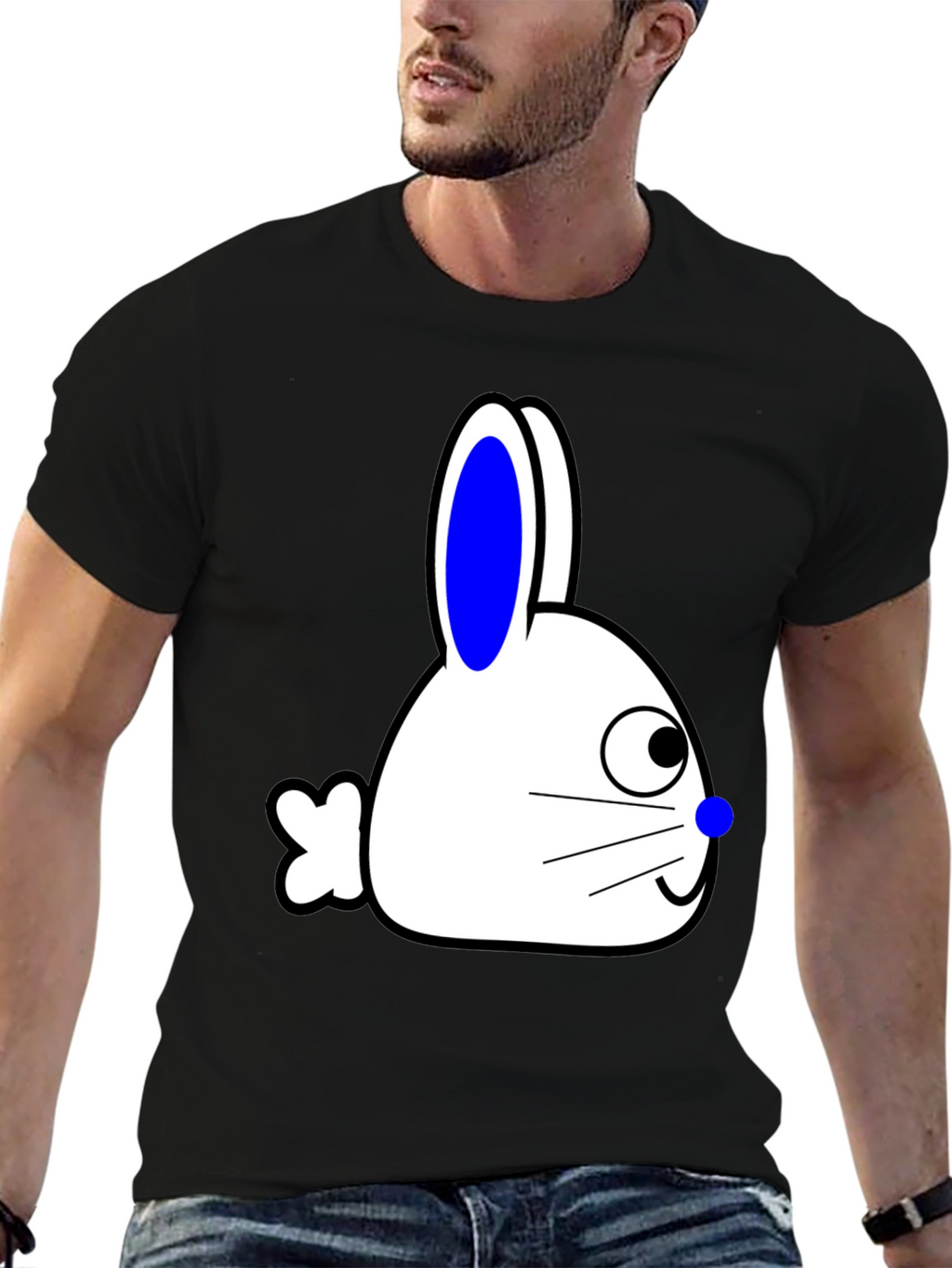 Bunny Graphic Tee - Black Cotton Blend