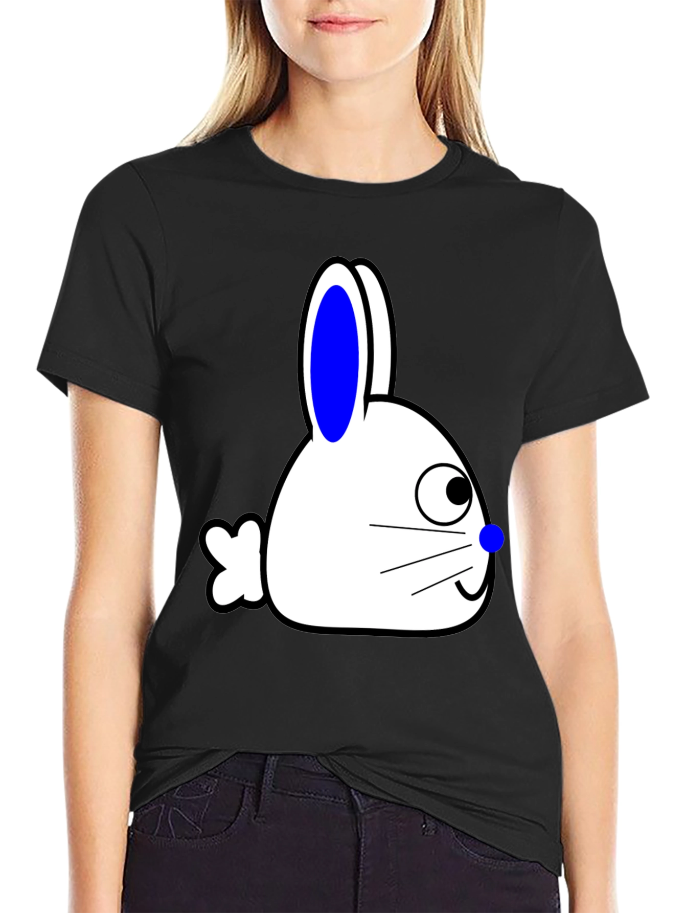 Bunny Graphic Tee - Black Cotton Blend