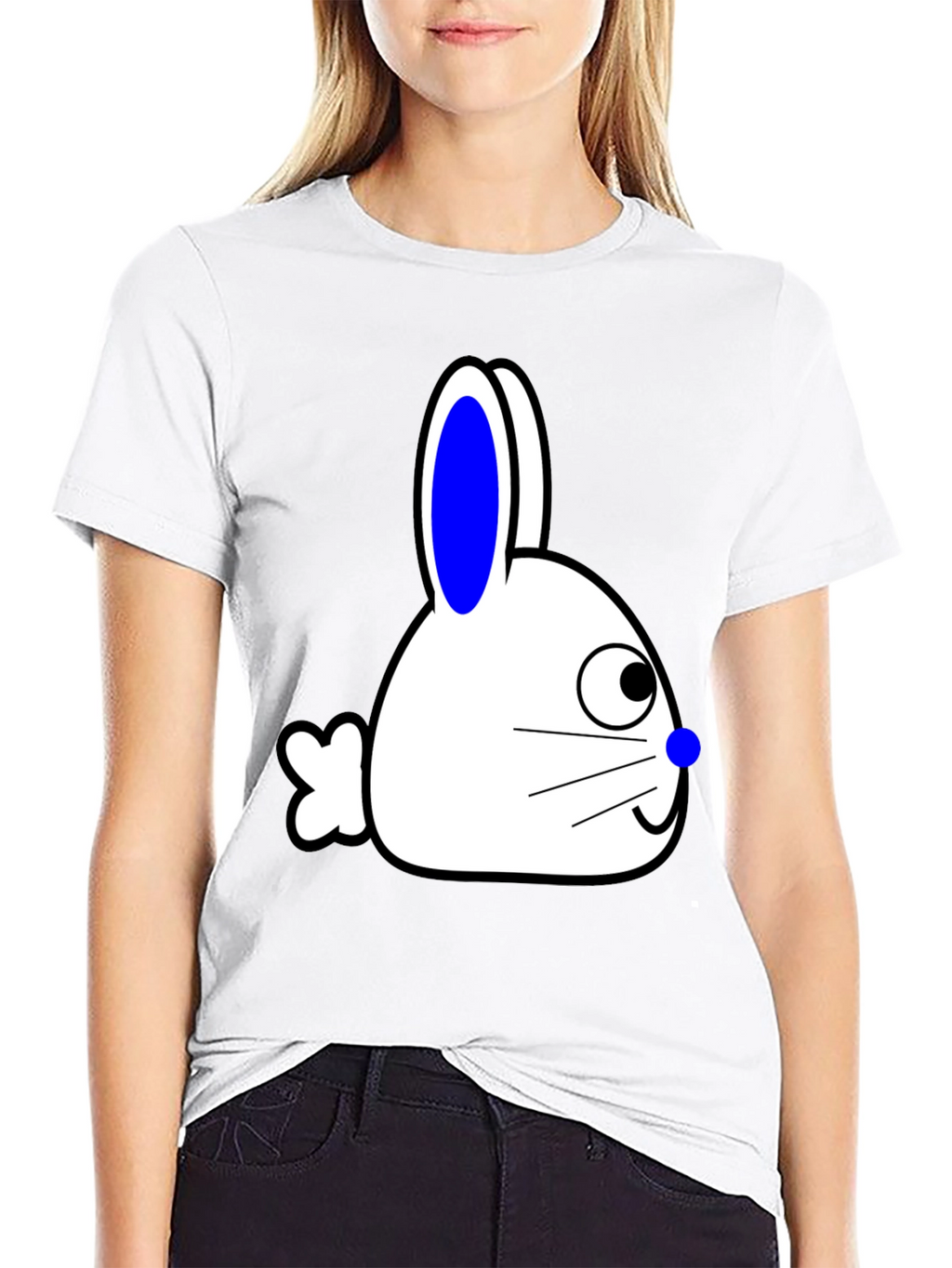 Bunny Graphic Tee - Black Cotton Blend