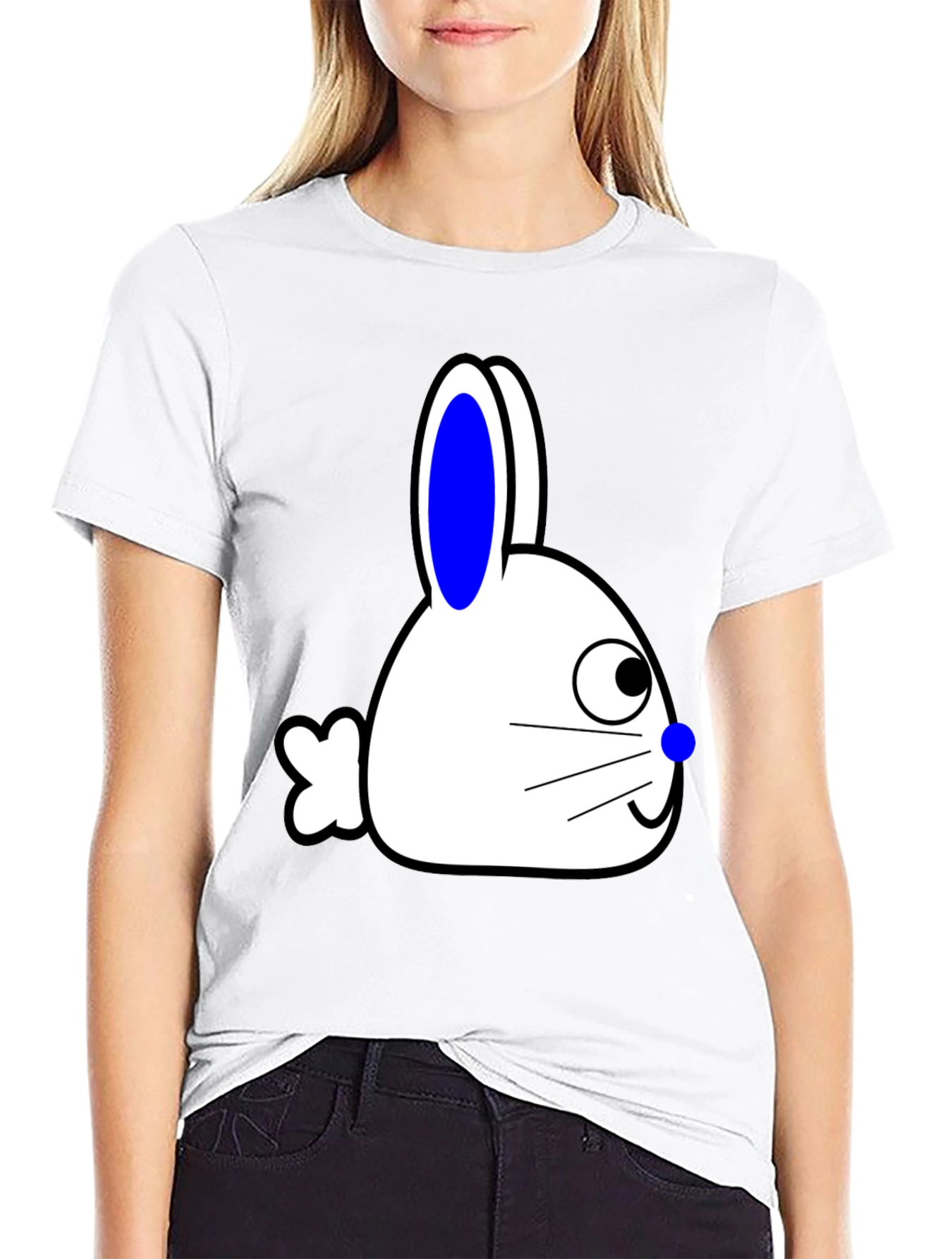 Bunny Graphic Tee - Black Cotton Blend